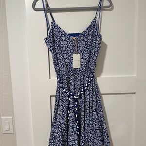 Skies Are Blue — Blue Floral Spaghetti Strap Dress
